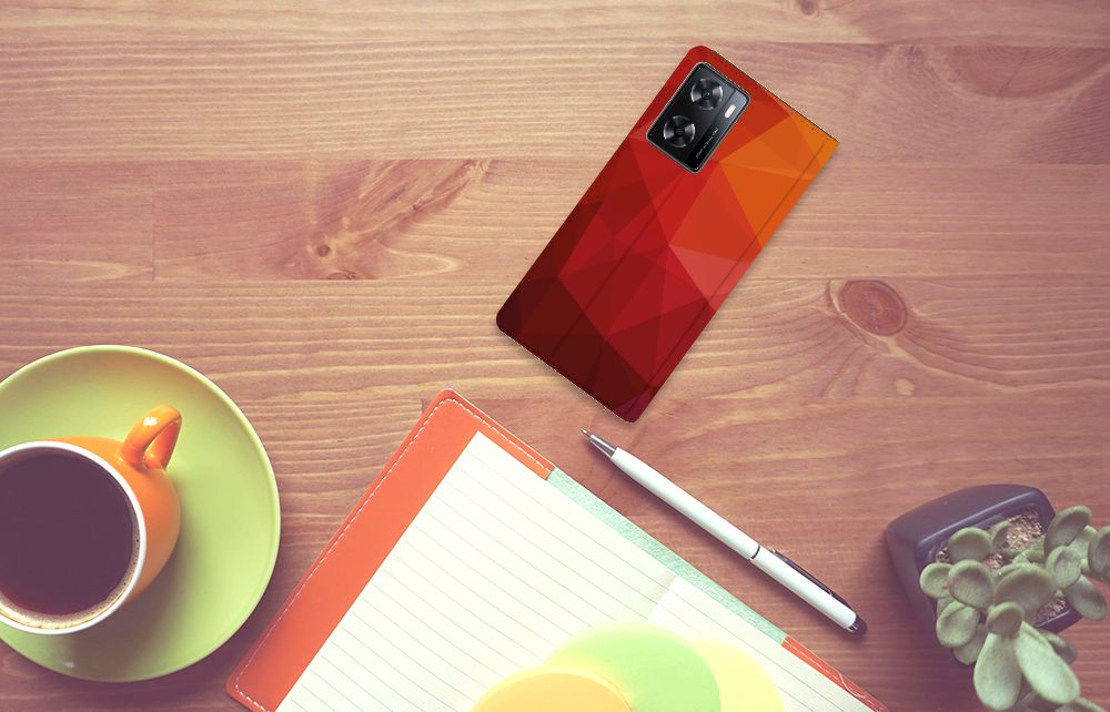 Stand Case voor OPPO A57 | A57s | A77 4G Polygon Red - B2C Telecom
