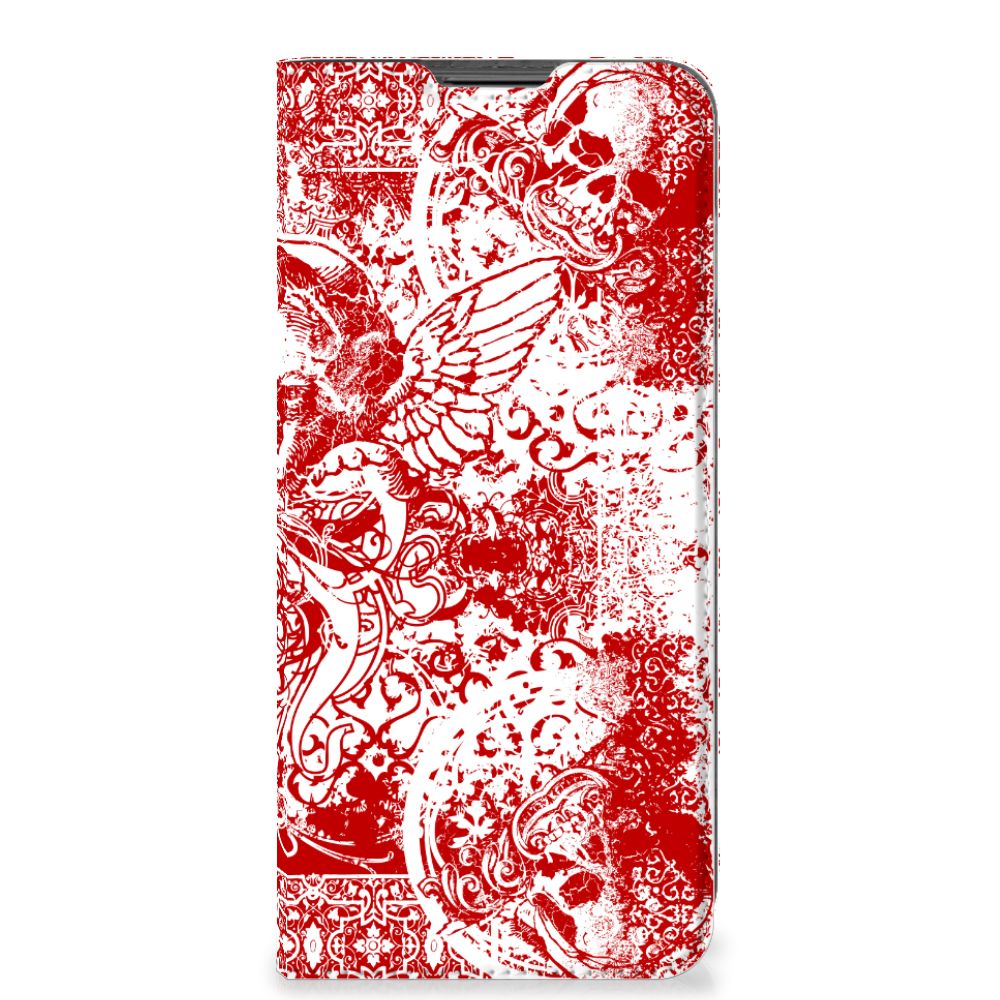 Mobiel BookCase Motorola Moto G22 Angel Skull Rood - B2C Telecom
