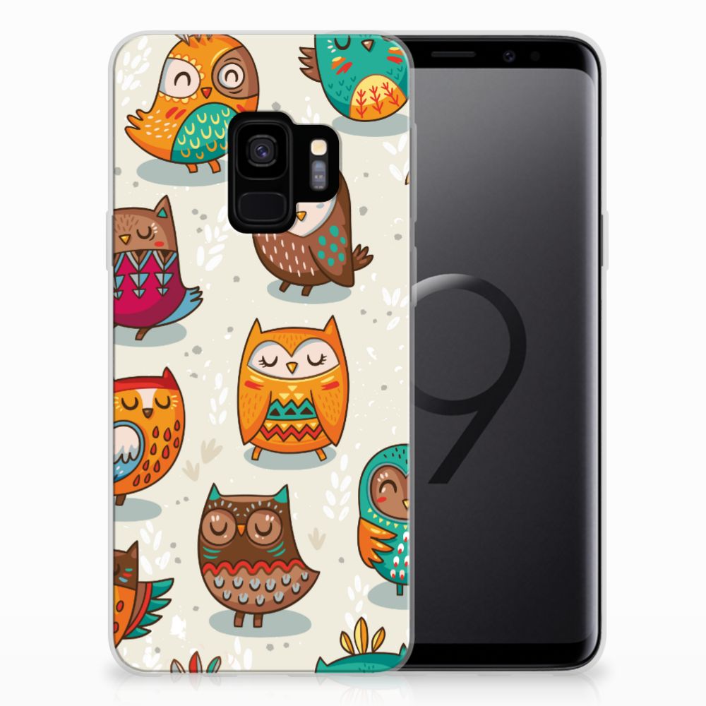 Samsung Galaxy S9 TPU Hoesje Vrolijke Uilen