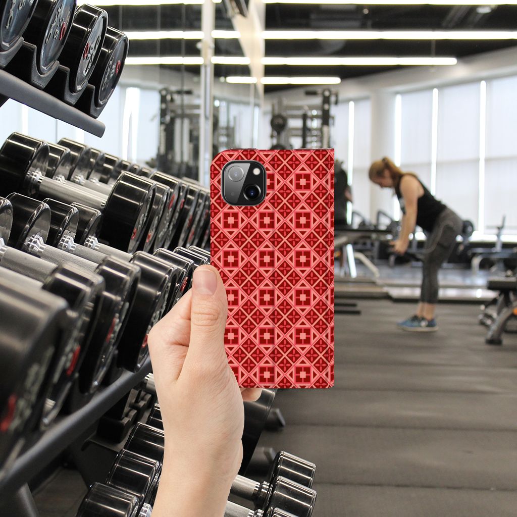 iPhone 14 Plus Hoesje met Magneet Batik Rood