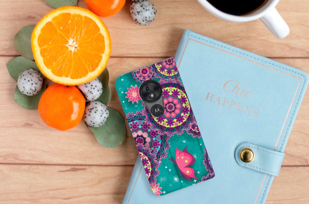 Motorola Moto G7 Play Bookcase Cirkels en Vlinders - B2C Telecom