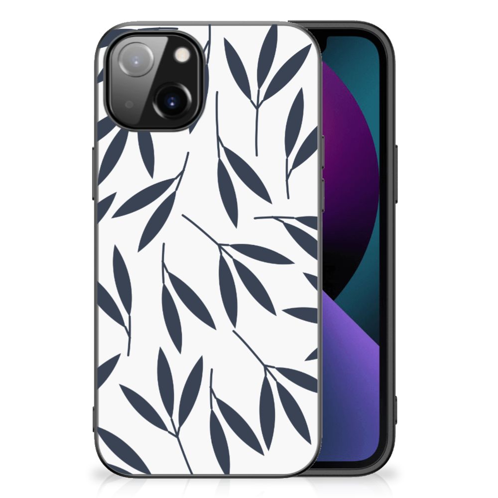 Apple iPhone 13 Bloemen Hoesje Leaves Blue B2C Telecom