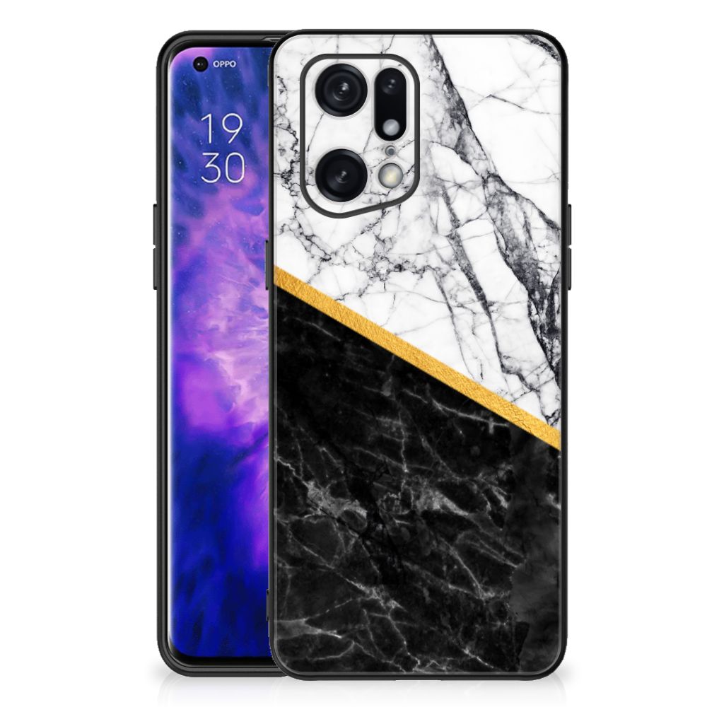 OPPO Find X5 Pro Marmeren Print Telefoonhoesje Marmer Wit Zwart - Origineel Cadeau Man B2C Telecom