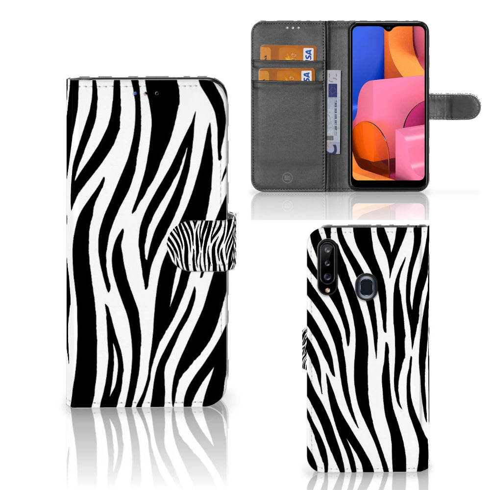 Samsung Galaxy A20s Telefoonhoesje met Pasjes Zebra