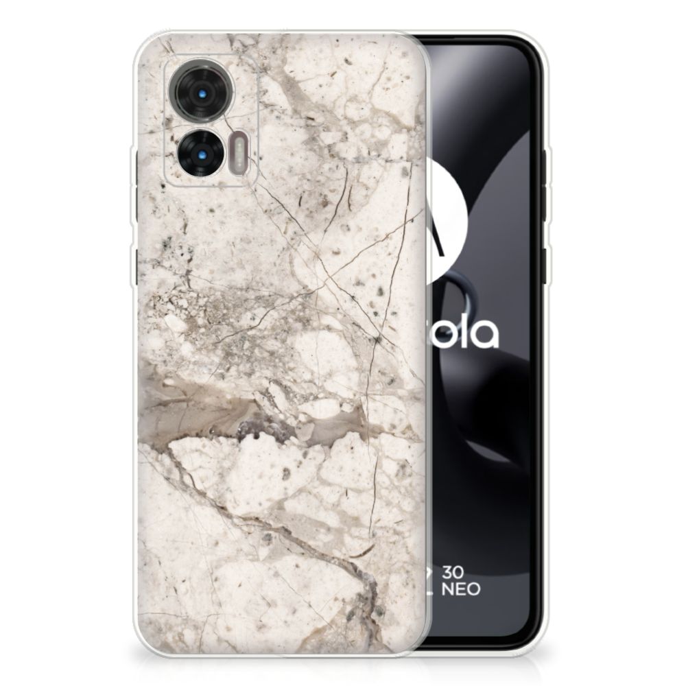 Motorola Edge 30 Neo TPU Siliconen Hoesje Marmer Beige