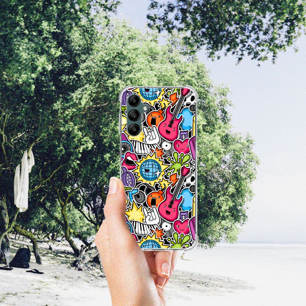 Samsung Galaxy A14 5G/4G Anti Shock Bumper Case Punk Rock design displayed outdoors