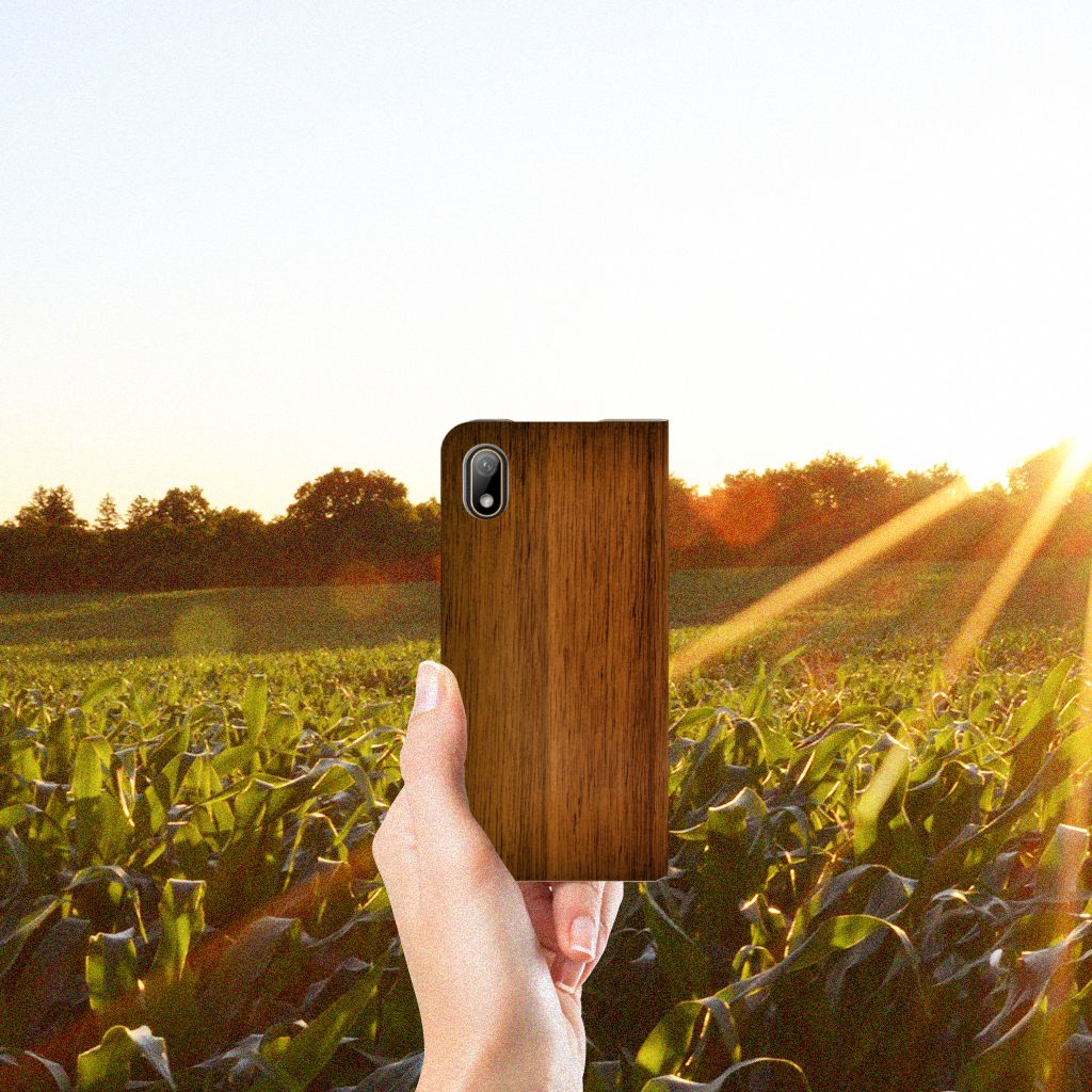 Huawei Y5 (2019) Book Wallet Case Donker Hout
