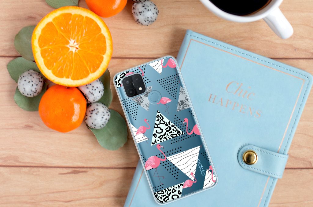 OPPO A15 TPU Hoesje Flamingo Triangle B2C Telecom