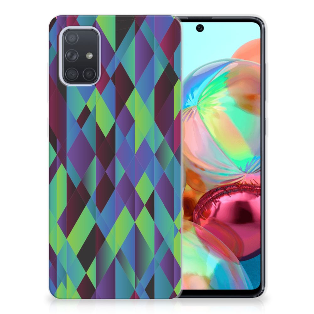 Samsung Galaxy A71 TPU Hoesje Abstract Green Blue