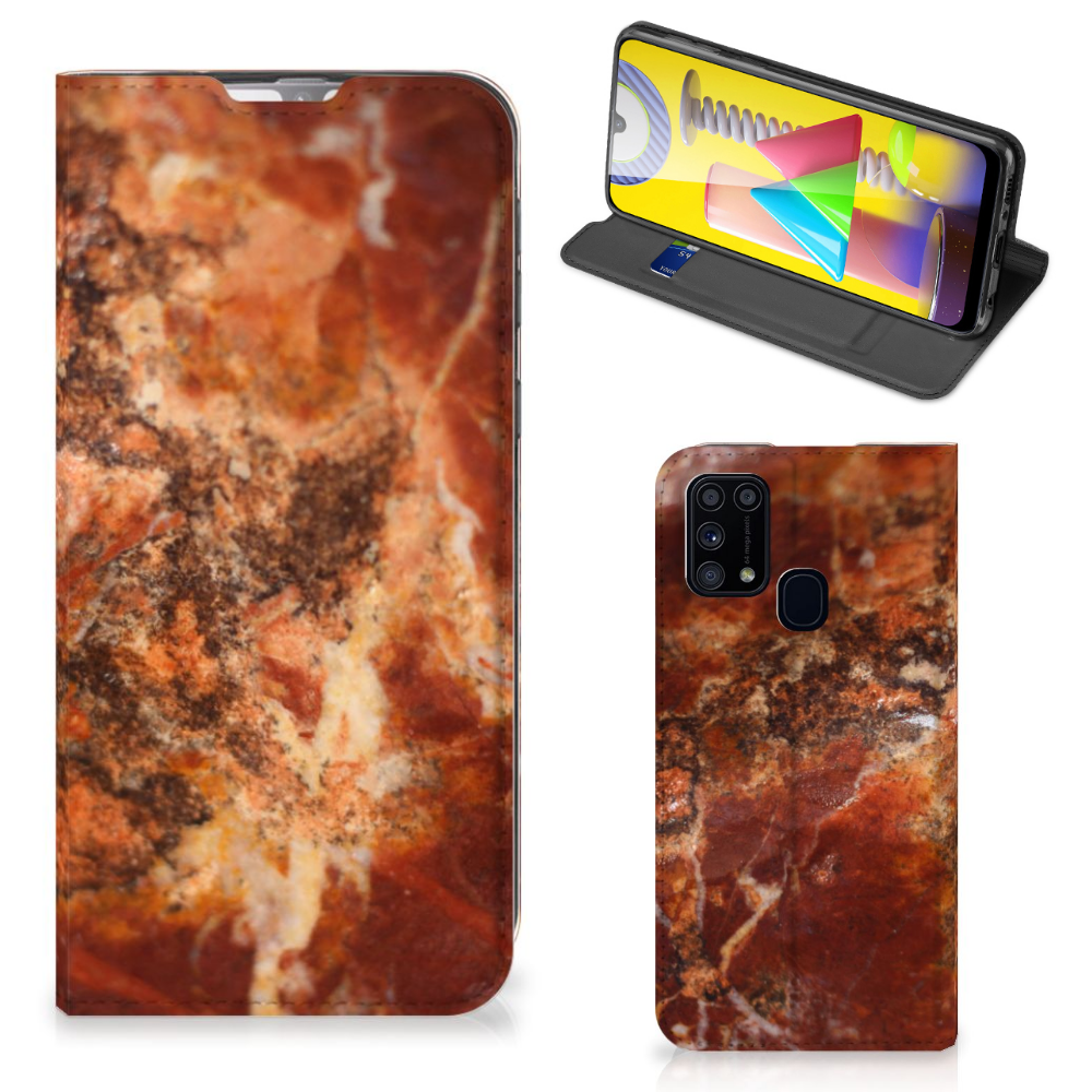 Samsung Galaxy M31 Standcase Marmer Bruin - B2C Telecom