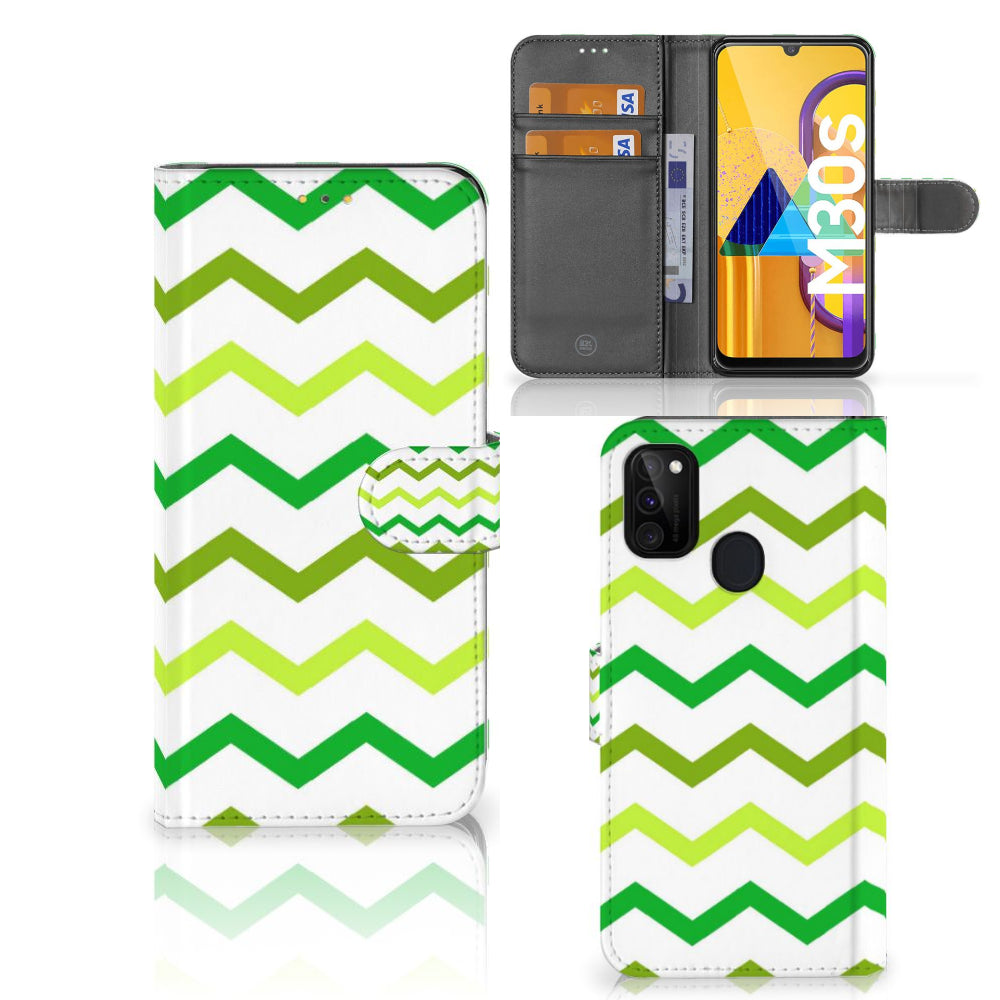 Samsung Galaxy M21 | M30s Telefoon Hoesje Zigzag Groen