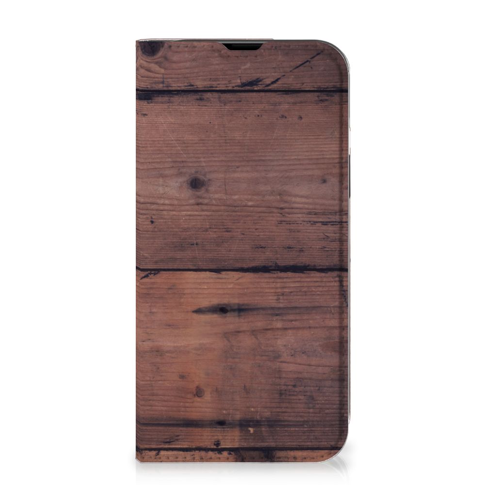 iPhone 14 Book Wallet Case Old Wood - B2C Telecom