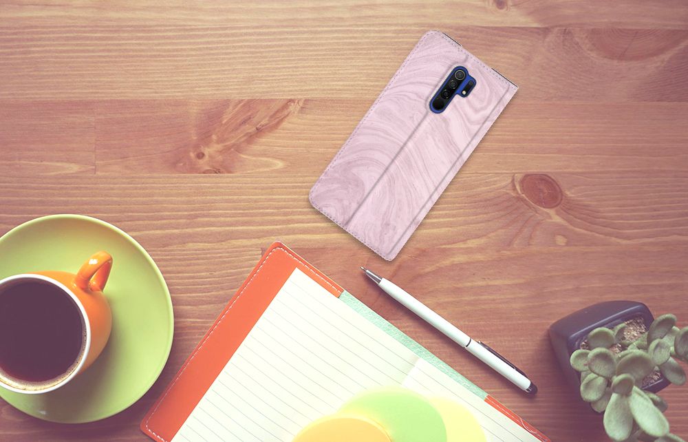Xiaomi Redmi 9 Standcase Marble Pink - Origineel Cadeau Vriendin - B2C Telecom