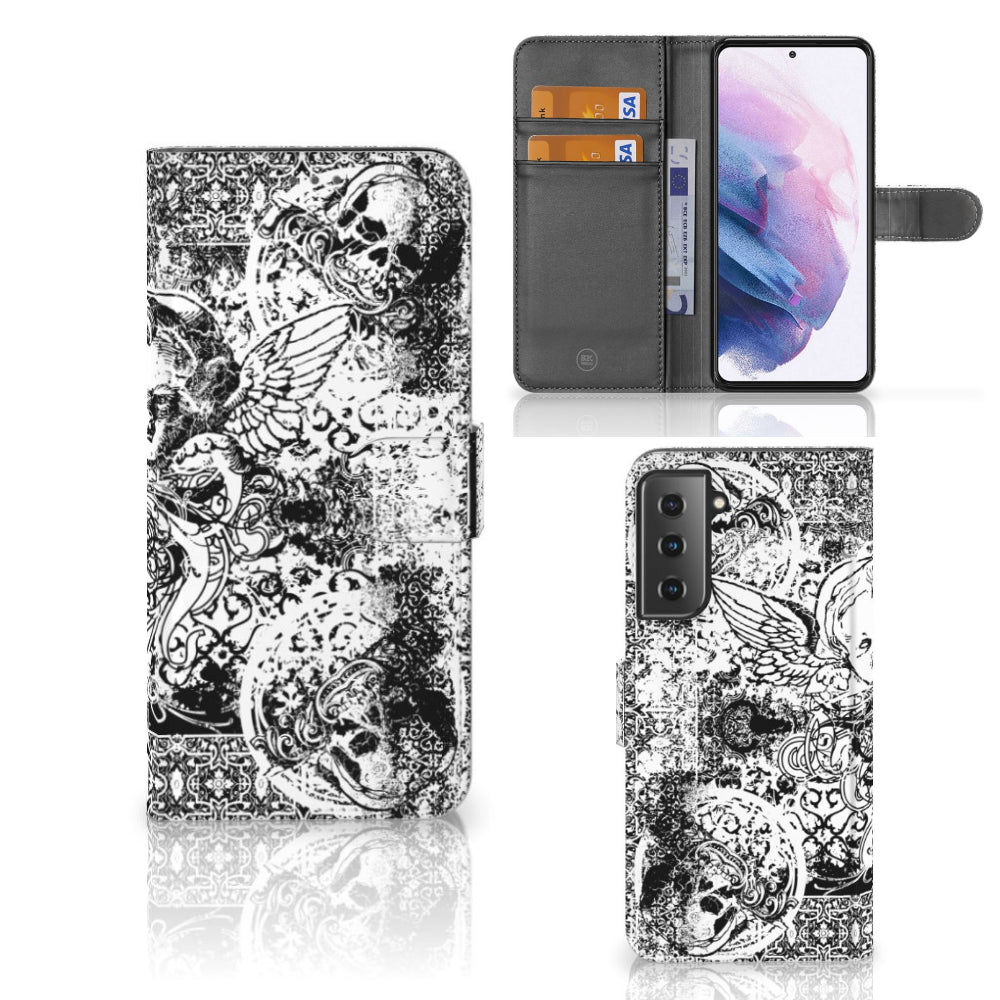 Telefoonhoesje met Naam Samsung Galaxy S21 Plus Skulls Angel