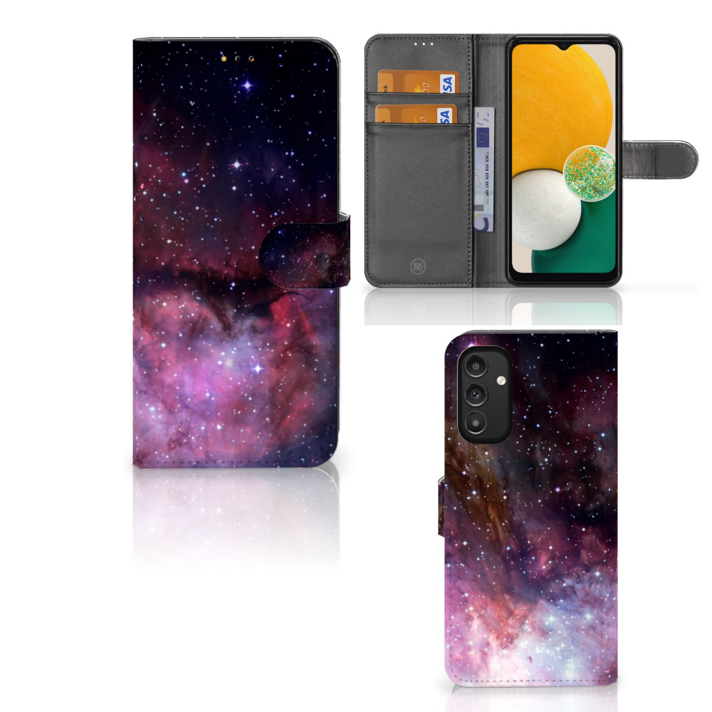 Book Case voor Samsung Galaxy A14 5G Galaxy met heelal design en pasjeshouders