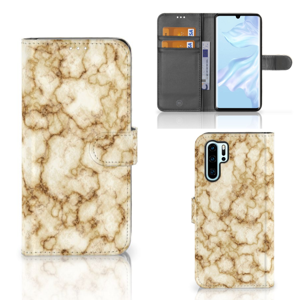 Huawei P30 Pro Bookcase Marmer Goud