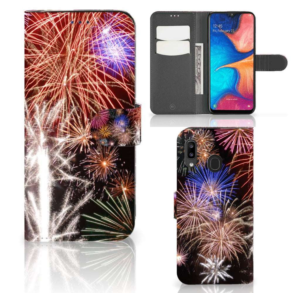 Samsung Galaxy A30 Wallet Case met Pasjes Vuurwerk
