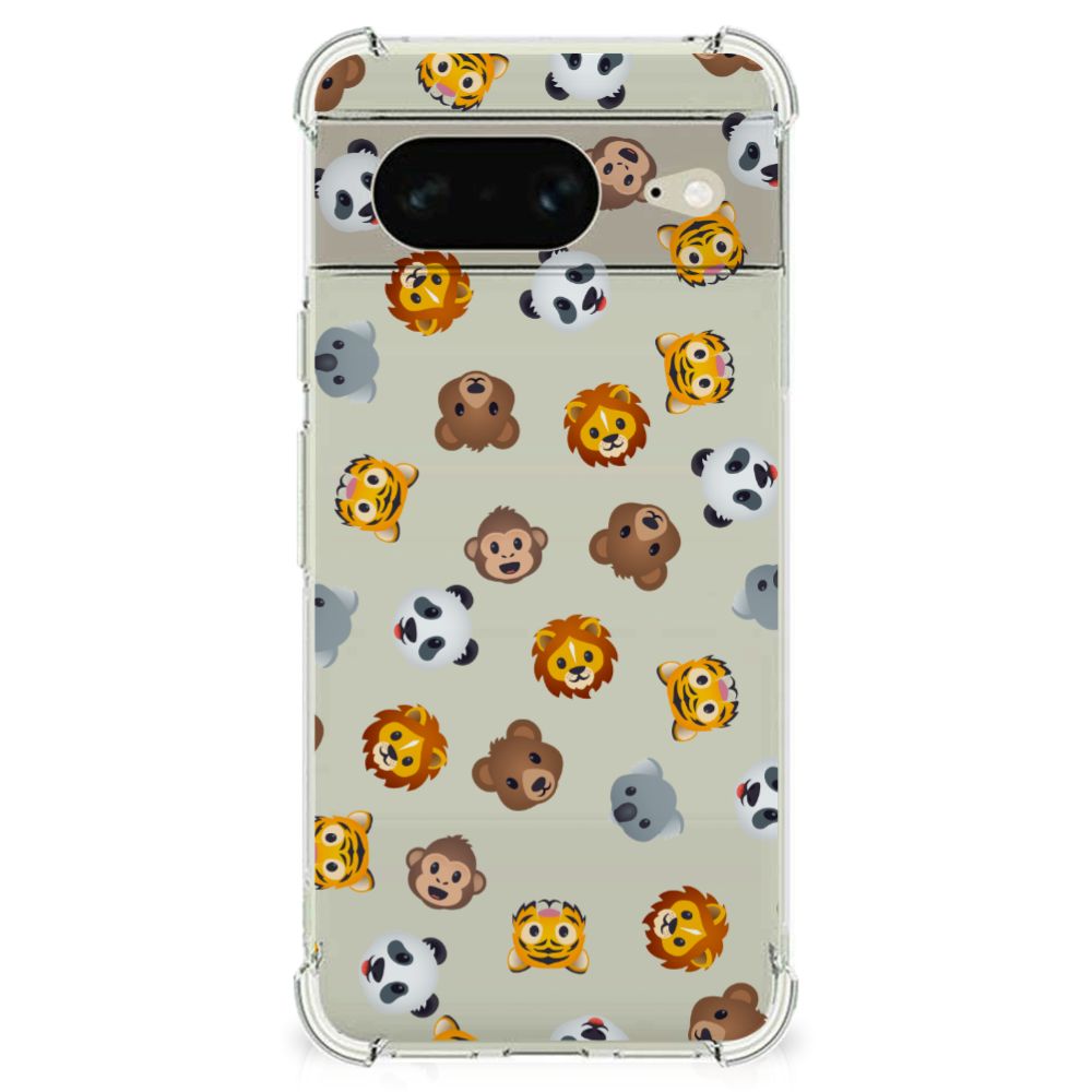 Doorzichtige Silicone Hoesje voor Google Pixel 8 Dieren Emojis B2C Telecom