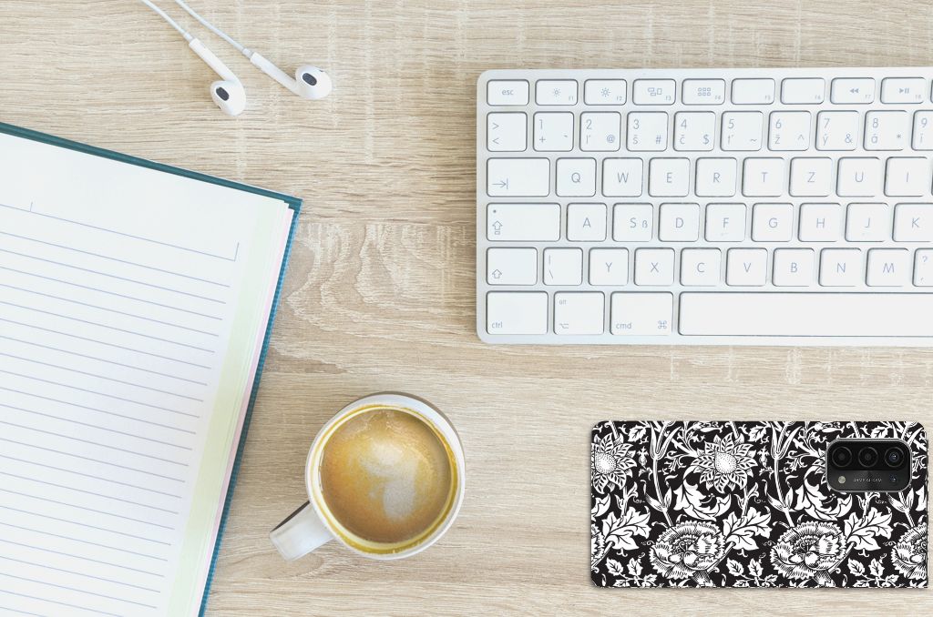 OPPO A54 5G | A74 5G | A93 5G Smart Cover Black Flowers - B2C Telecom