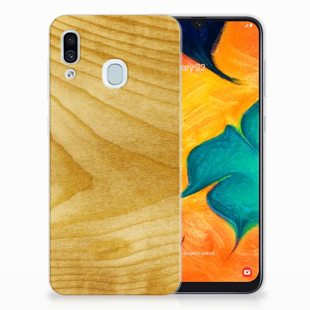 Samsung Galaxy A30 Bumper Hoesje Licht Hout