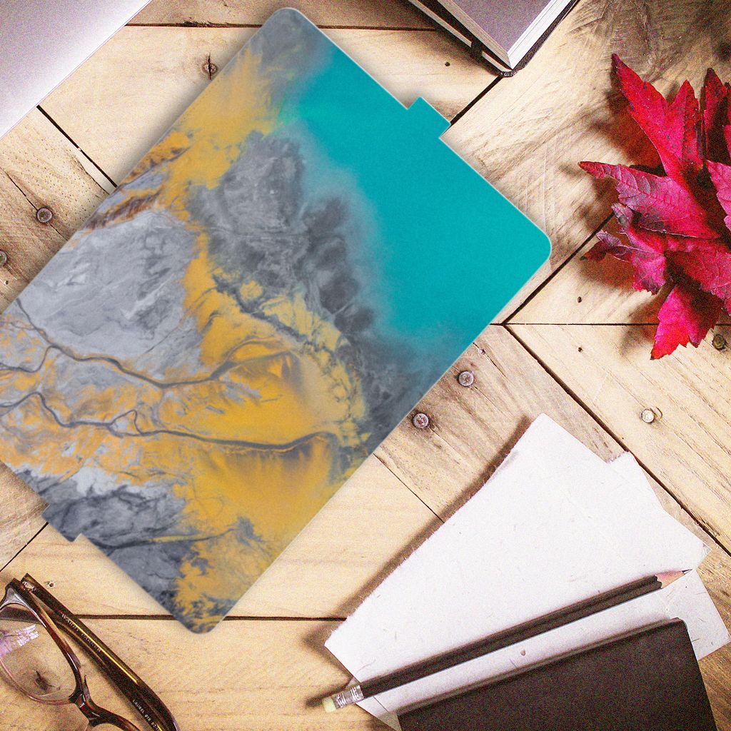 Lenovo Tab E10 Leuk Tablet hoesje Marble Blue Gold