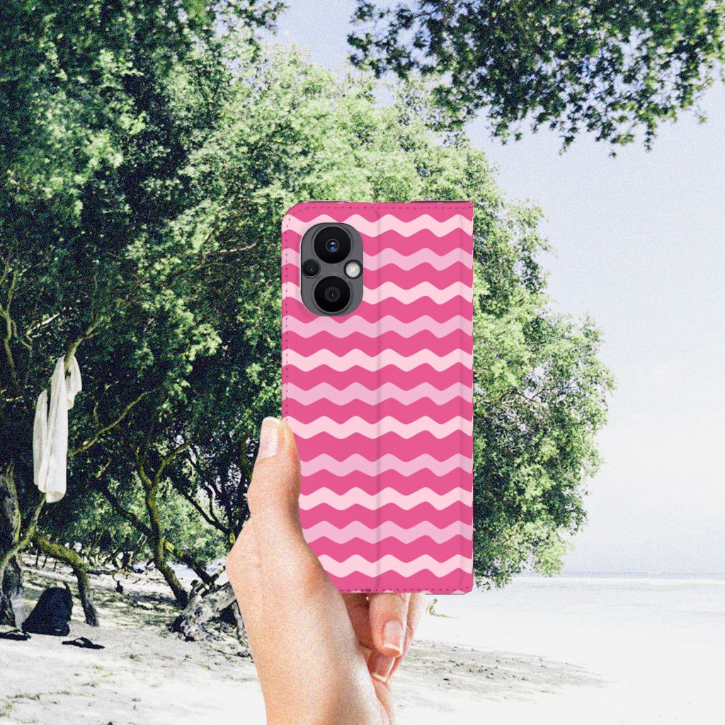 OPPO Reno8 Lite Hoesje met Magneet Waves Pink - B2C Telecom