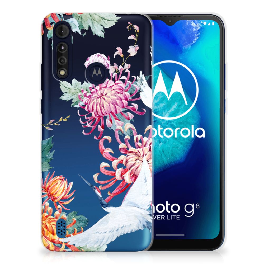 Motorola Moto G8 Power Lite TPU Hoesje Bird Flowers B2C Telecom
