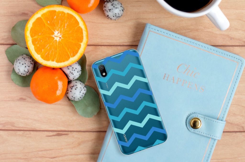 Huawei Y5 (2019) TPU bumper Zigzag Blauw