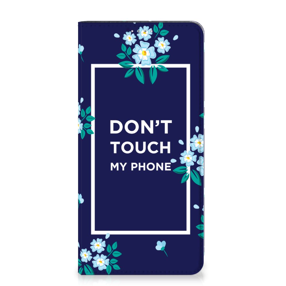 Samsung Galaxy A14 5G Design Case Flowers Blue DTMP with floral pattern and text 'DON'T TOUCH MY PHONE'