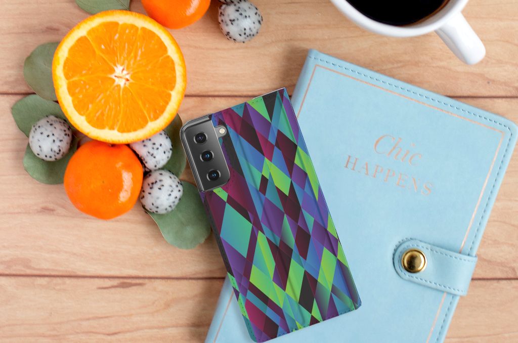 Samsung Galaxy S21 Plus Stand Case Abstract Green Blue - B2C Telecom