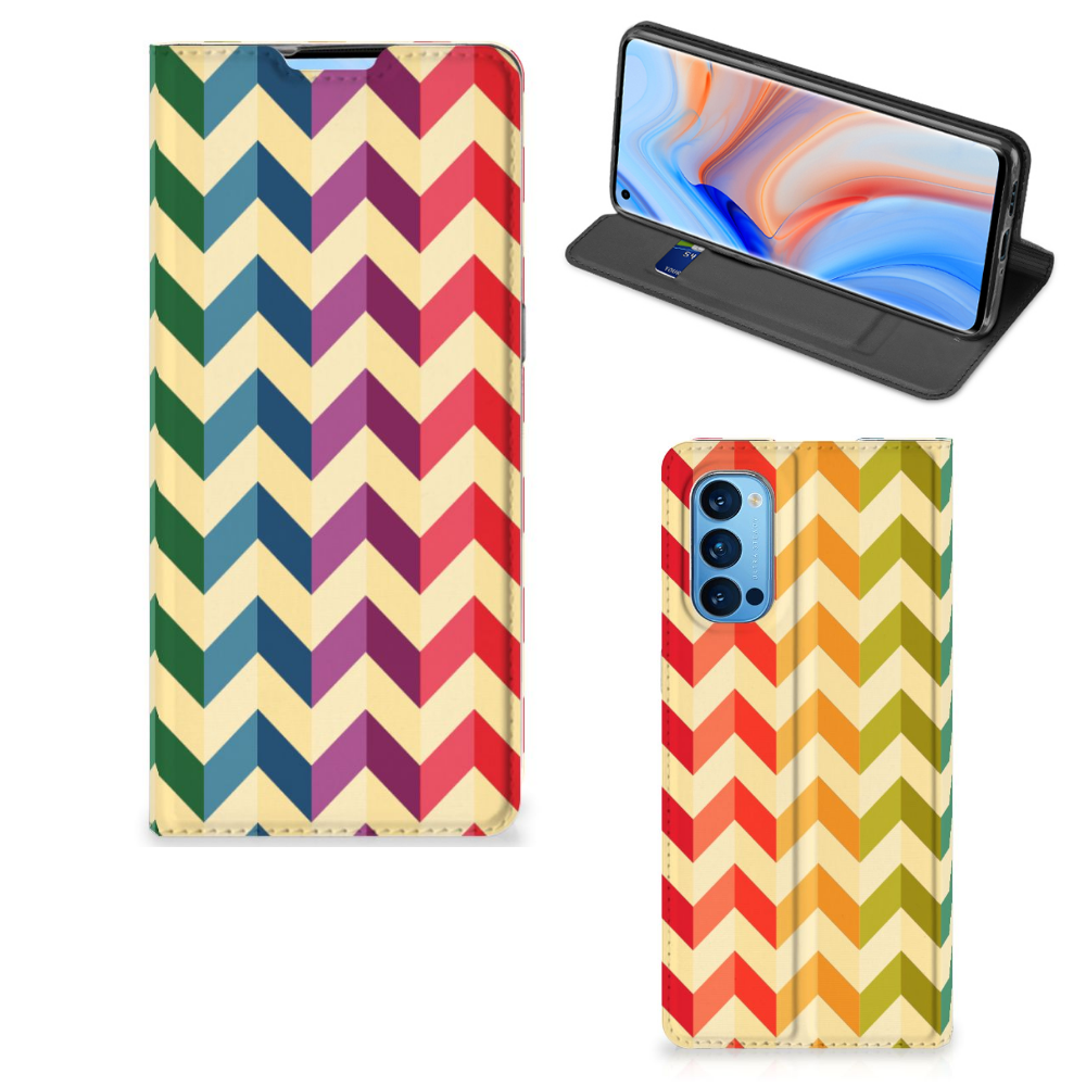 OPPO Reno4 Pro 5G Hoesje met Magneet Zigzag Multi Color - B2C Telecom