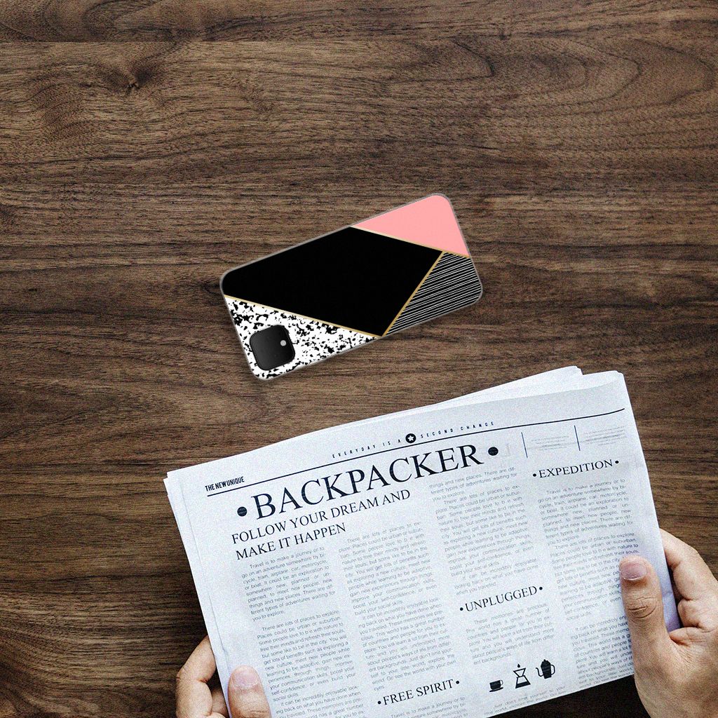 Google Pixel 4 XL TPU Hoesje Zwart Roze Vormen B2C Telecom