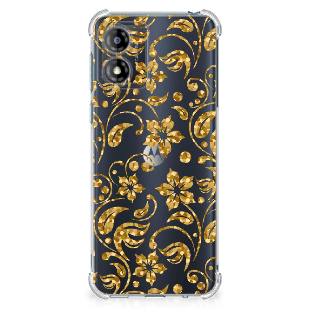 Motorola Moto E13 Case Gouden Bloemen B2C Telecom
