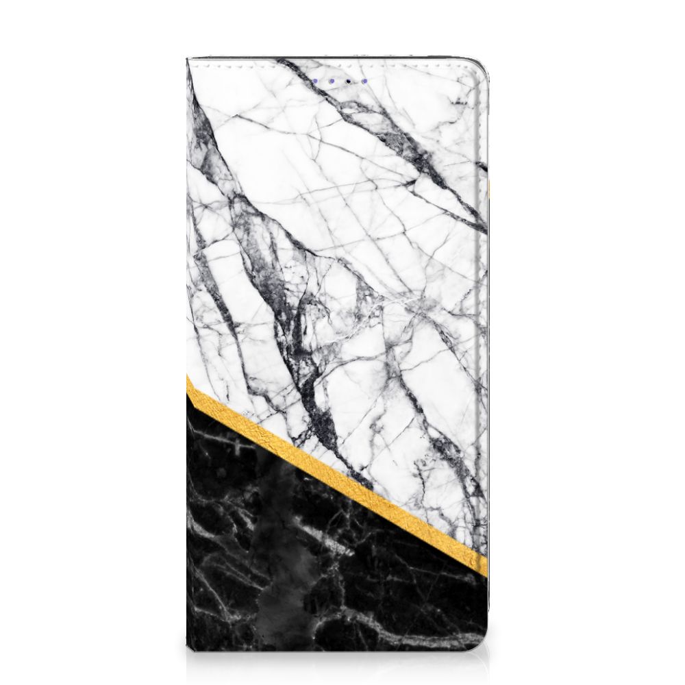 Samsung Galaxy A51 Standcase Marmer Wit Zwart - Origineel Cadeau Man - B2C Telecom