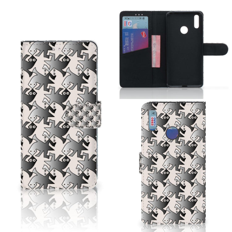 Huawei Y7 (2019) Telefoonhoesje met Pasjes Salamander Grey