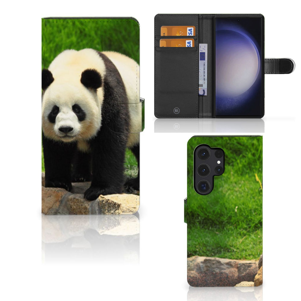 Samsung Galaxy S24 Ultra Telefoonhoesje met Pasjes Panda
