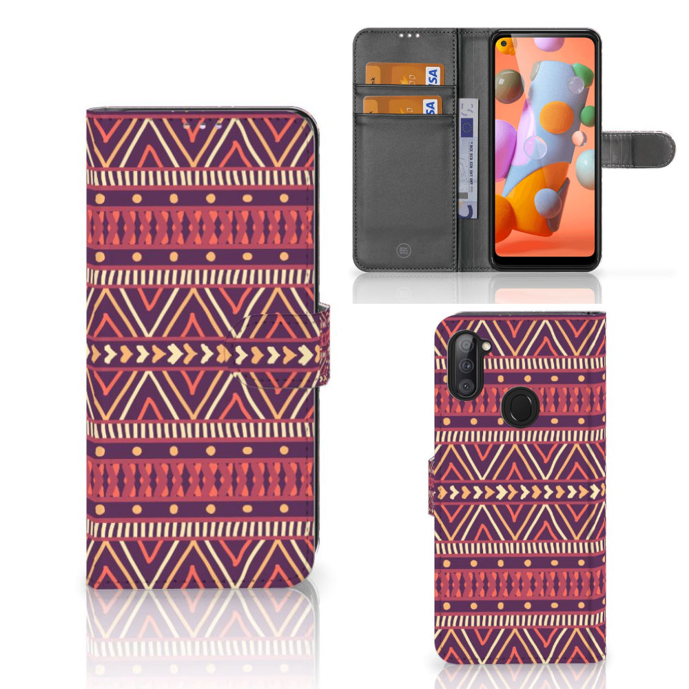Samsung Galaxy M11 | A11 Telefoon Hoesje Aztec Paars