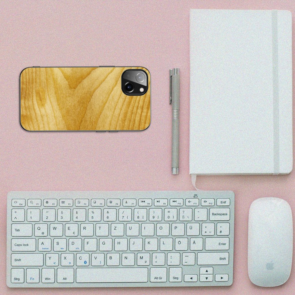 iPhone 14 Plus Houten Print Telefoonhoesje Licht Hout B2C Telecom