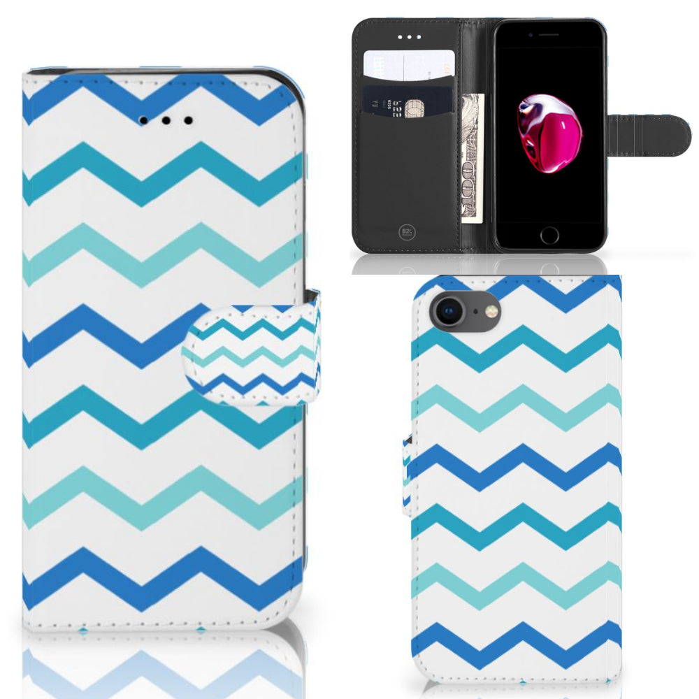 iPhone 7 | 8 | SE (2020) | SE (2022) Telefoon Hoesje Zigzag Blauw
