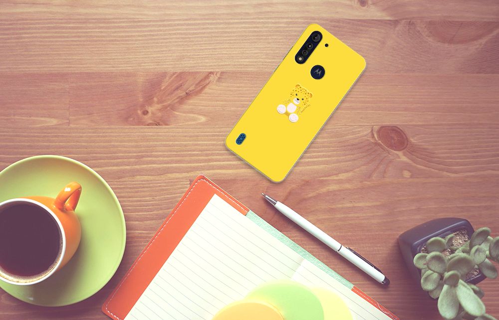 Motorola Moto G8 Power Lite Telefoonhoesje met Naam Baby Leopard B2C Telecom