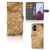 OPPO Reno 8 Lite | OnePlus Nord N20 Bookcase Marmer Creme met gouden marmerprint, kaartenhouder en TPU-siliconen bescherming.