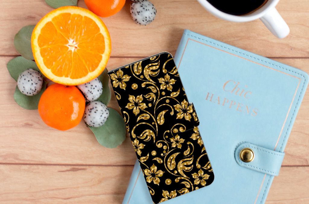 Samsung Galaxy A53 Hoesje Gouden Bloemen