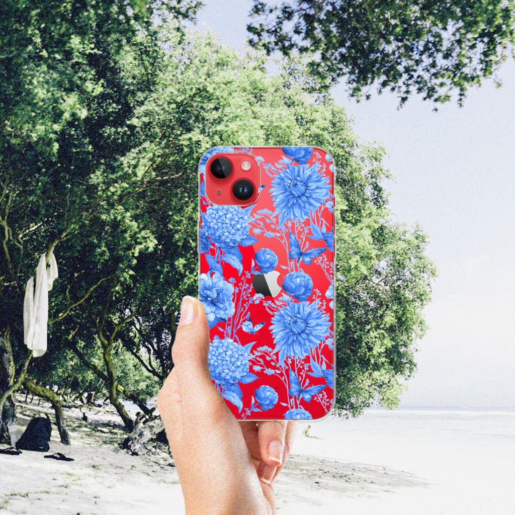TPU Case voor iPhone 14 Plus Flowers Blue đ¸ met levendige bloemenprint in het bijzonder voor stijlvolle bescherming.