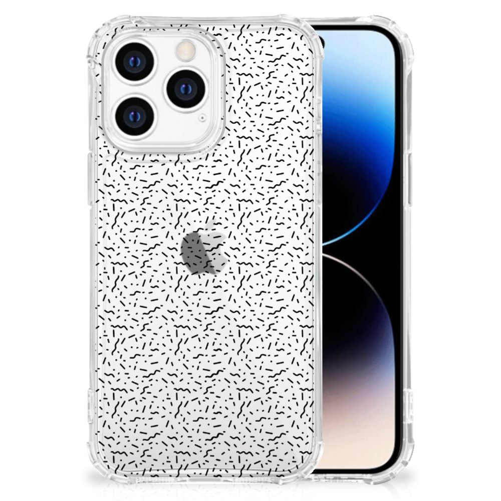 iPhone 14 Pro Doorzichtige Silicone Hoesje Stripes Dots