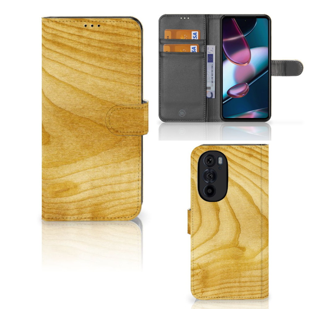 Motorola Edge 30 Pro Book Style Case Licht Hout