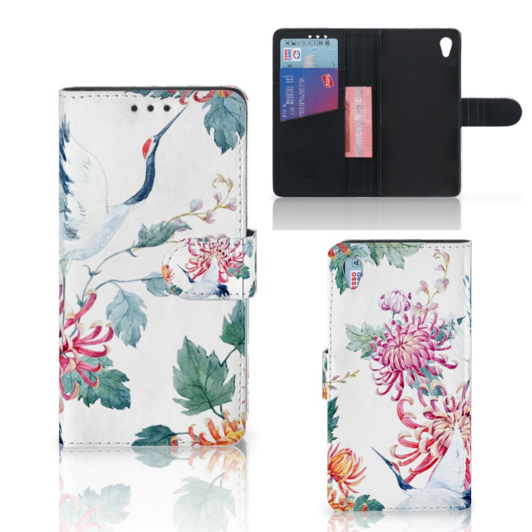 Sony Xperia Z3 Telefoonhoesje met Pasjes Bird Flowers