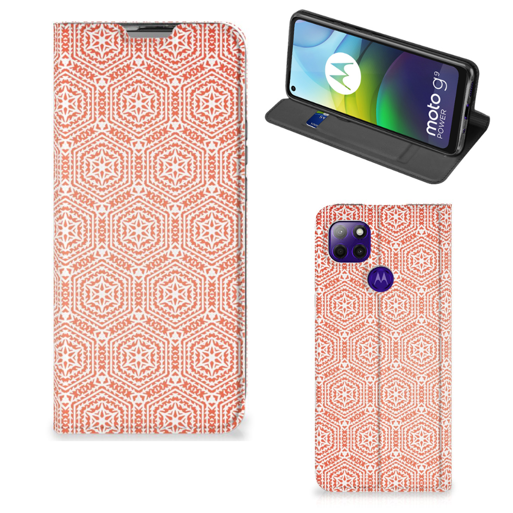 Motorola Moto G9 Power Hoesje met Magneet Pattern Orange - B2C Telecom