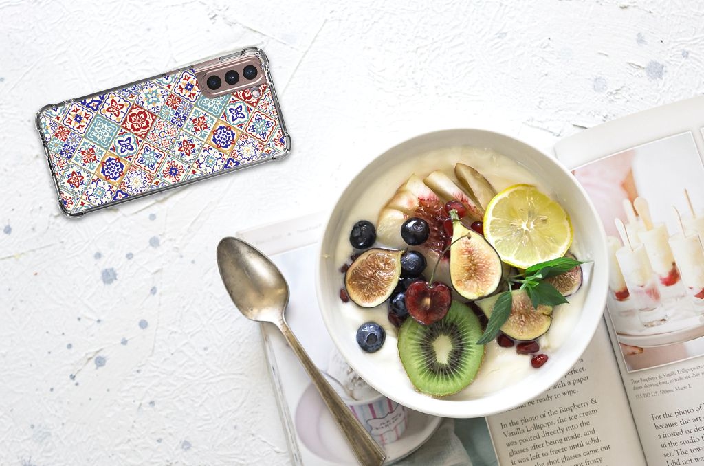 Samsung Galaxy S21 Plus Anti-Shock Hoesje Tiles Color B2C Telecom