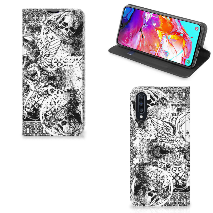 Mobiel BookCase Samsung Galaxy A70 Skulls Angel