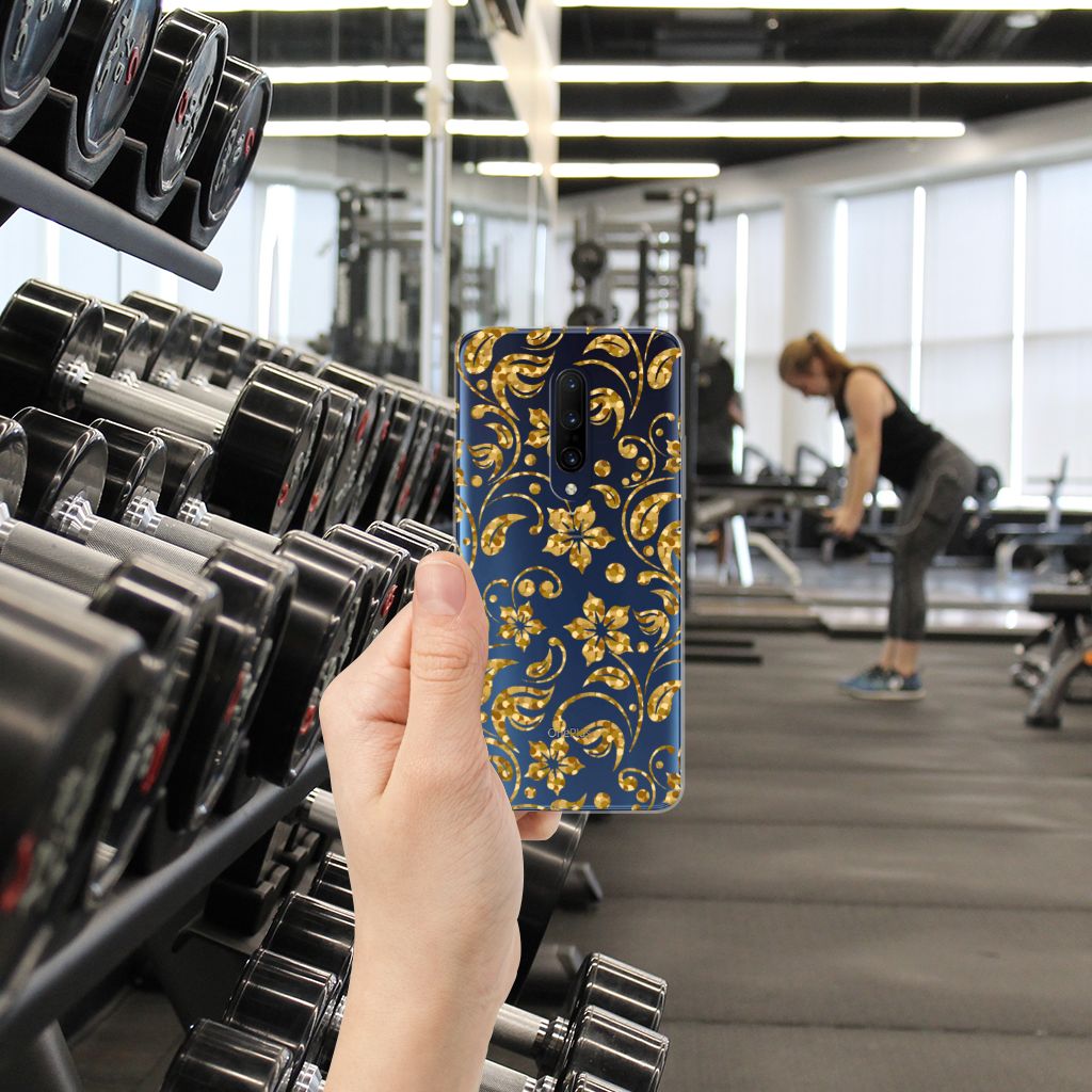 OnePlus 7 Pro TPU Case Gouden Bloemen